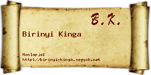 Birinyi Kinga névjegykártya
